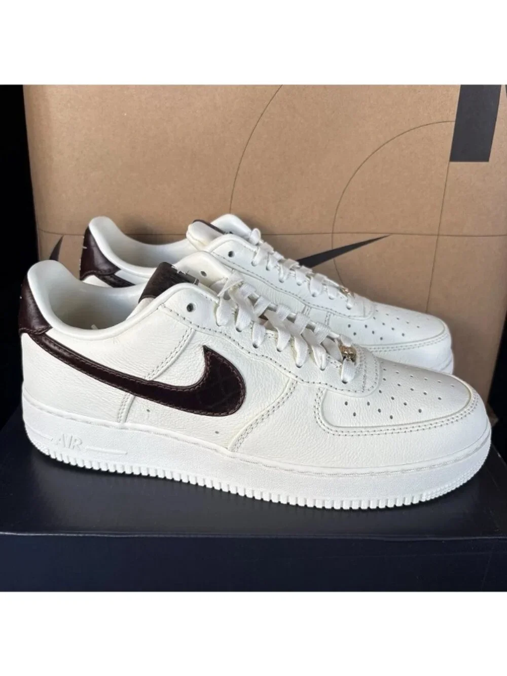 NEW Men's Size 12 Nike Air Force 1 07 Soft Pearl Brown Croc IH7332-001